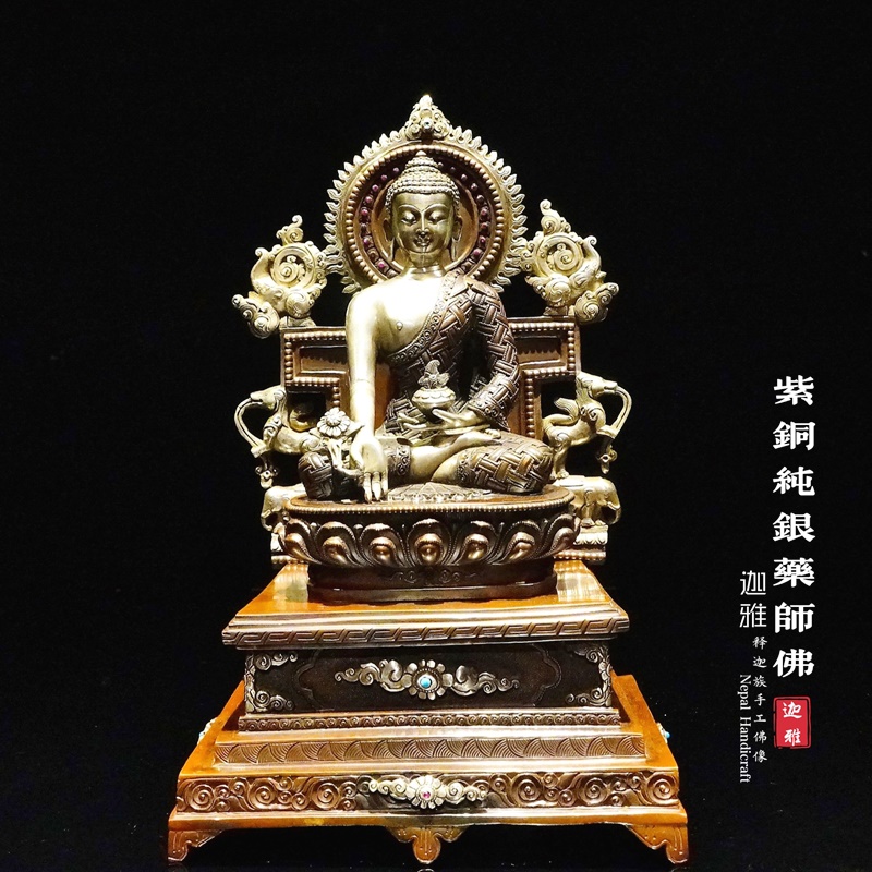 紫铜纯银药师佛-25cm