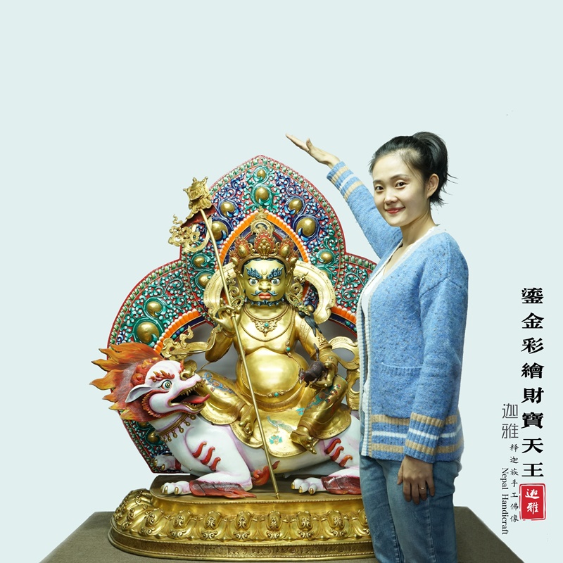 鎏金彩绘财宝天王-135cm