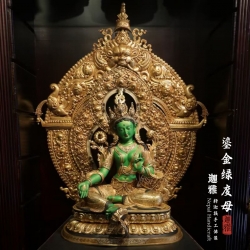 鎏金彩绘绿度母-135cm