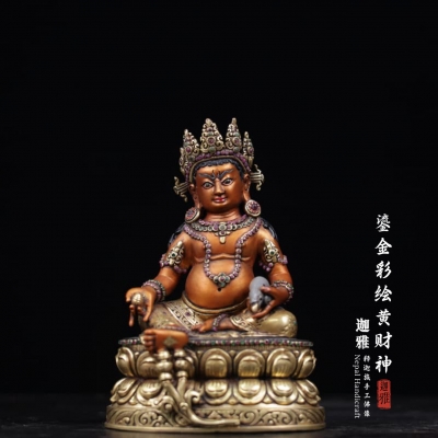 鎏金彩绘黄财神-16cm