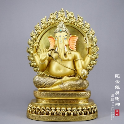 泥金象鼻天财神-47cm