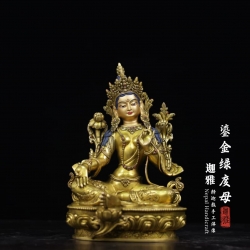 鎏金绿度母-21cm