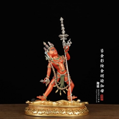 鎏金彩绘金刚瑜伽母-22cm