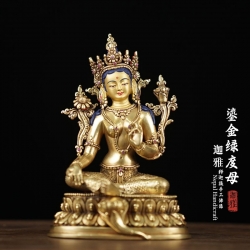 鎏金绿度母-18.5cm