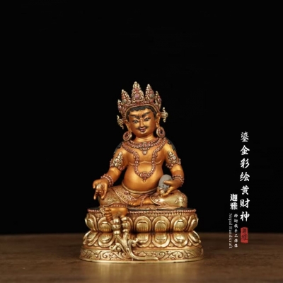 鎏金彩绘黄财神-15.5cm