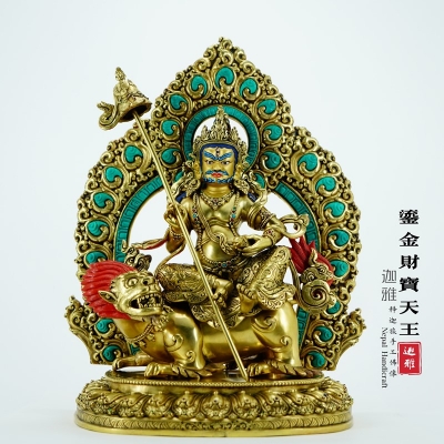 鎏金彩绘财宝天王-32cm