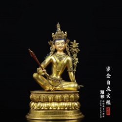 鎏金自在坐文殊-38cm