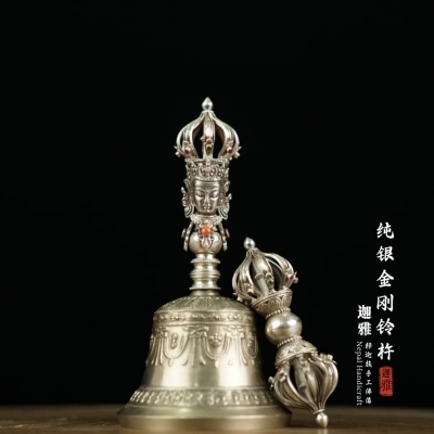 纯银金刚铃杵-18cm