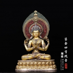 鎏金四臂观音-55cm