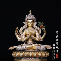 鎏金四臂观音-48cm