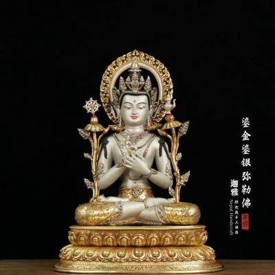 鎏金鎏银弥勒佛-46cm