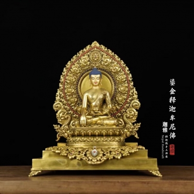 鎏金释迦牟尼佛-34cm