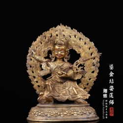 鎏金站姿莲师-29cm