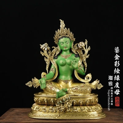 鎏金彩绘绿度母-50cm