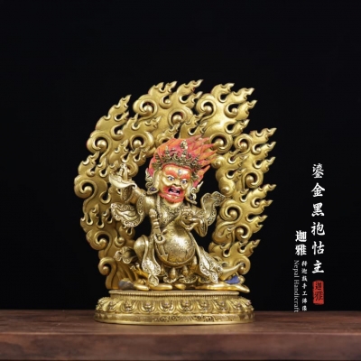 鎏金黑袍怙主-33cm