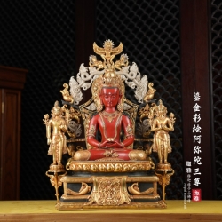 鎏金彩绘阿弥陀三尊-64cm