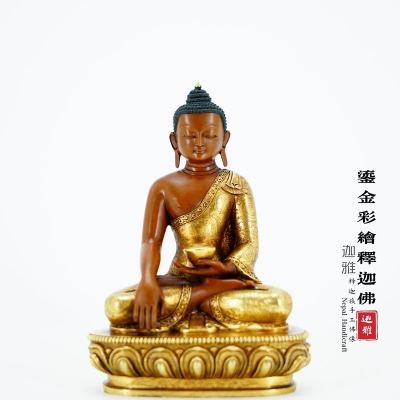 鎏金彩绘释迦佛-14cm