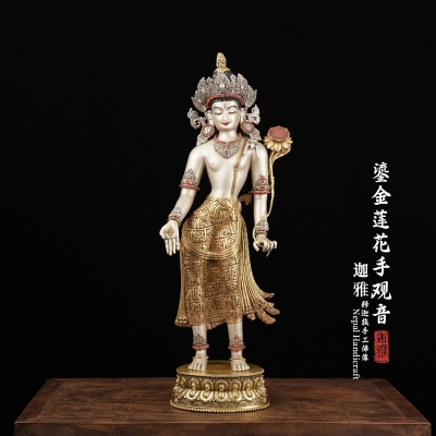 鎏银鎏金莲花手观音-58cm