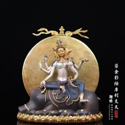 鎏金彩绘摩利支天-42cm