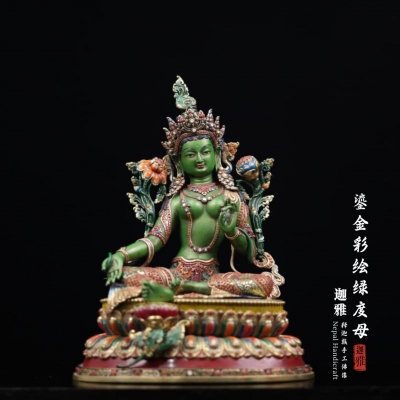 鎏金彩绘绿度母-43cm