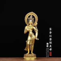 鎏金站姿绿度母-58cm
