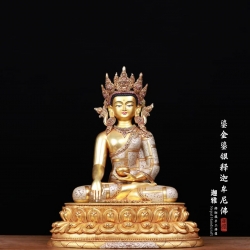 鎏金嵌银释迦佛-40cm