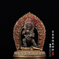 鎏金彩绘黑财神-31cm